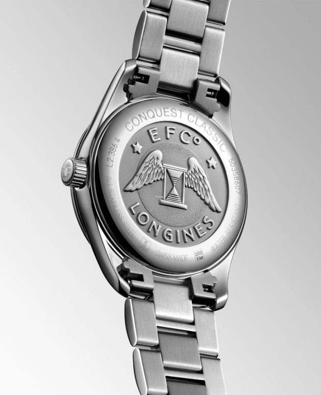 Longines,Conquest Classic 34mm,34mm,Stainless Steel,Silver,Quartz,Day,26280hours,L2,L2.386.4.72.6