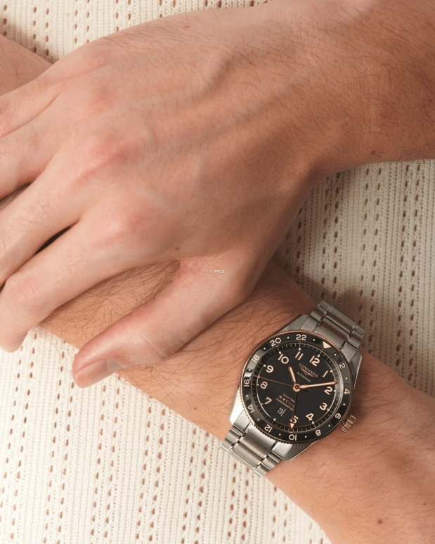 Longines,Spirit 42mm,42mm,Stainless Steel,Black,Automatic,Day,Dule Time,L3,L3.812.5.53.6