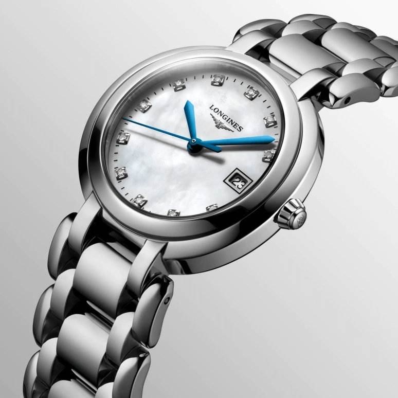 Longines,PrimaLuna 30mm,30mm,Stainless Steel,White,Quartz,Date,26280hours,L8,L8.112.4.87.6