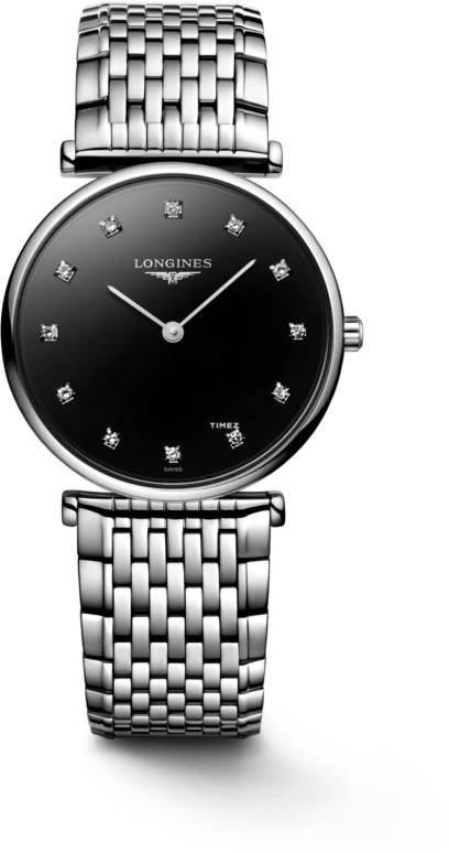 Longines,La Grande Classique 29mm,29mm,Stainless Steel,Black,Quartz,In-house Caliber,Sapphire,Crystal Glass,L4,L4.512.4.58.C