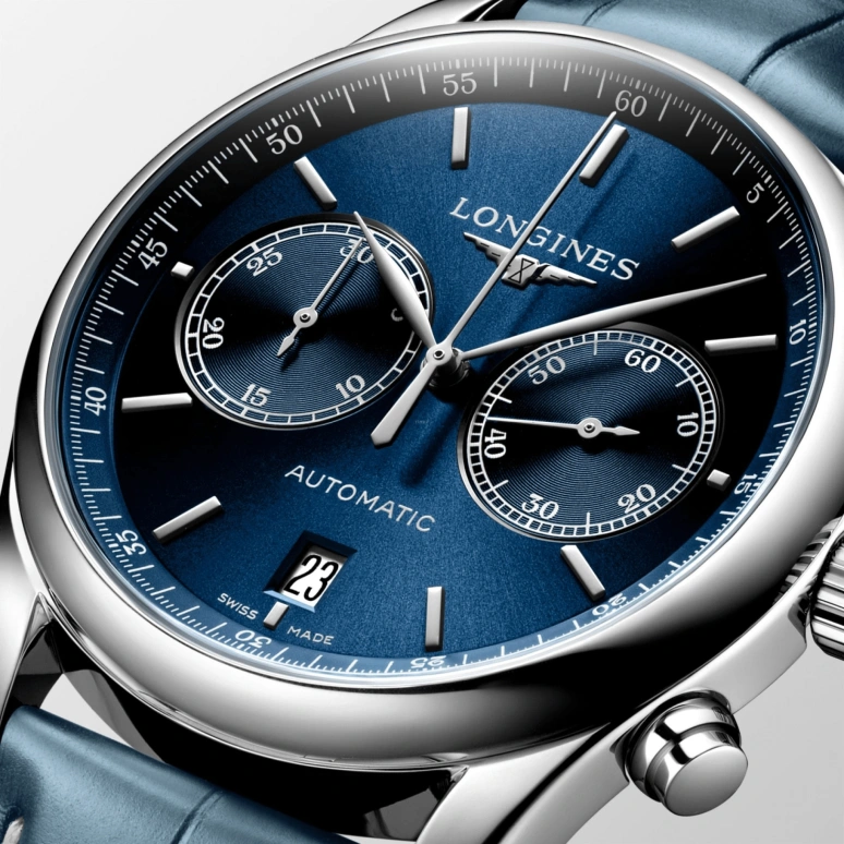 Longines,Master 40mm,40mm,Stainless Steel,Blue,Automatic,Chronograph,Date,L2,L2.629.4.92.0