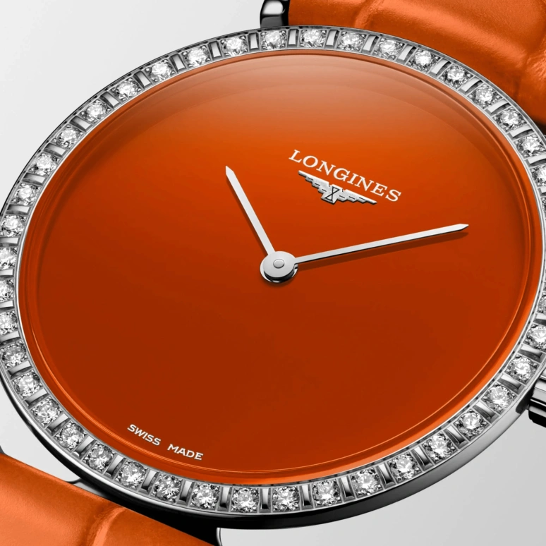 Longines,La Grande Classique 29mm,29mm,Stainless Steel,Orange,Quartz,Perpetual Calendar,In-house Caliber,L4,L4.523.0.92.2
