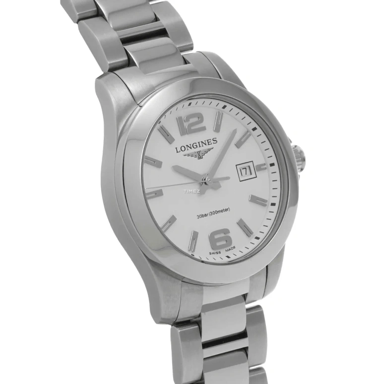 Longines,Conquest 29.50mm,29.50mm,Stainless Steel,White,Quartz,Day,26280hours,L3,L3.376.4.16.6