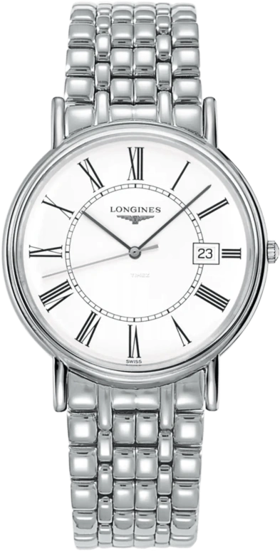 Longines,Presence 38.50mm,38.50mm,Stainless Steel,White,Quartz,Day,26280hours,L4,L4.790.4.11.6