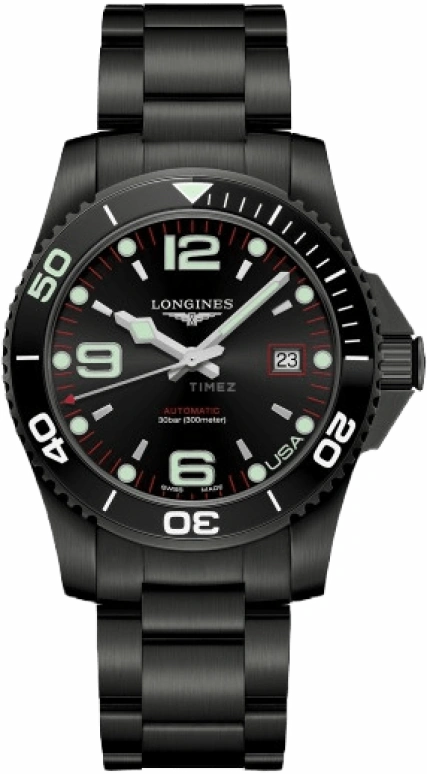 Longines,HydroConquest 41mm,41mm,Stainless Steel,Black,Automatic,Date,65hours,L3,L3.742.2.58.6