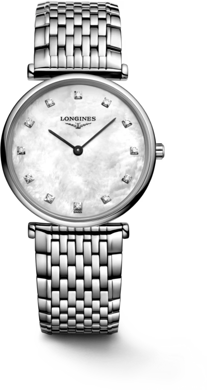 Longines,La Grande Classique 29mm,29mm,Stainless Steel,White,Quartz,In-house Caliber,Sapphire,Crystal Glass,L4,L4.512.4.87.C