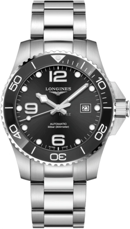 Longines,HydroConquest 43mm,43mm,Stainless Steel,Black,Automatic,Date,65hours,L3,L3.782.4.56.6