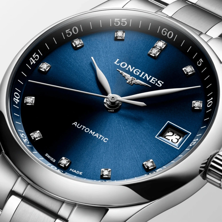 Longines,Master 34mm,34mm,Stainless Steel,Blue,Automatic,Day,64hours,L2,L2.357.4.97.6