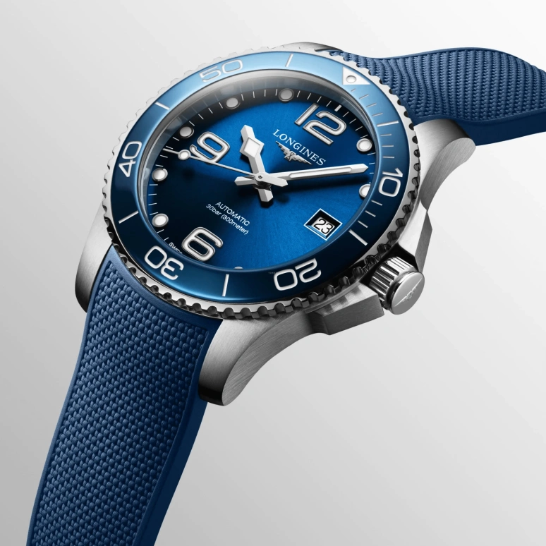Longines,HydroConquest 39mm,39mm,Ceramic,Stainless Steel,Blue,Automatic,Date,64hours,L3,L3.780.4.96.9