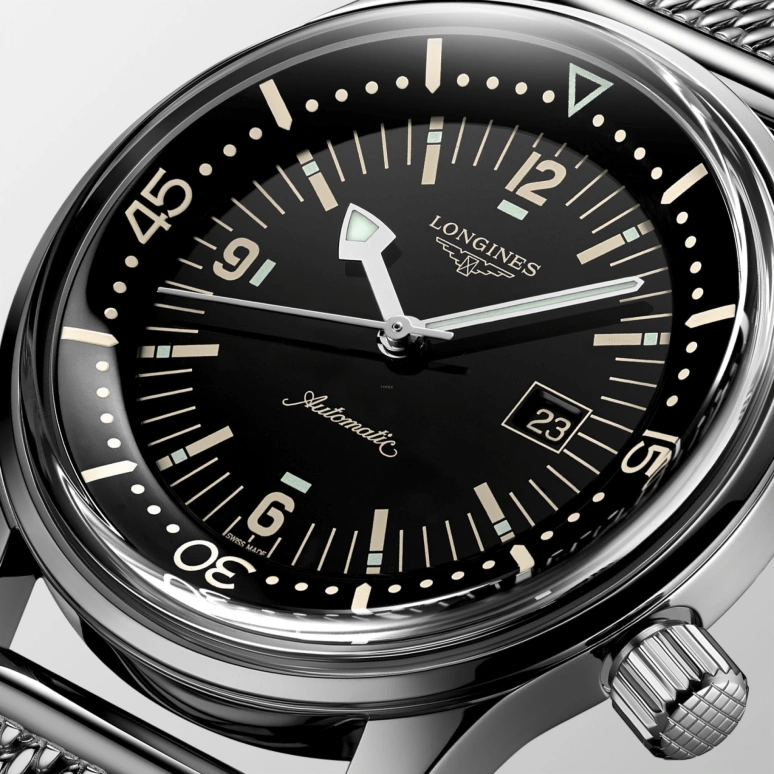 Longines,Heritage Classic 36mm,36mm,Stainless Steel,Black,Automatic,Date,40hours,L3,L3.374.4.50.6