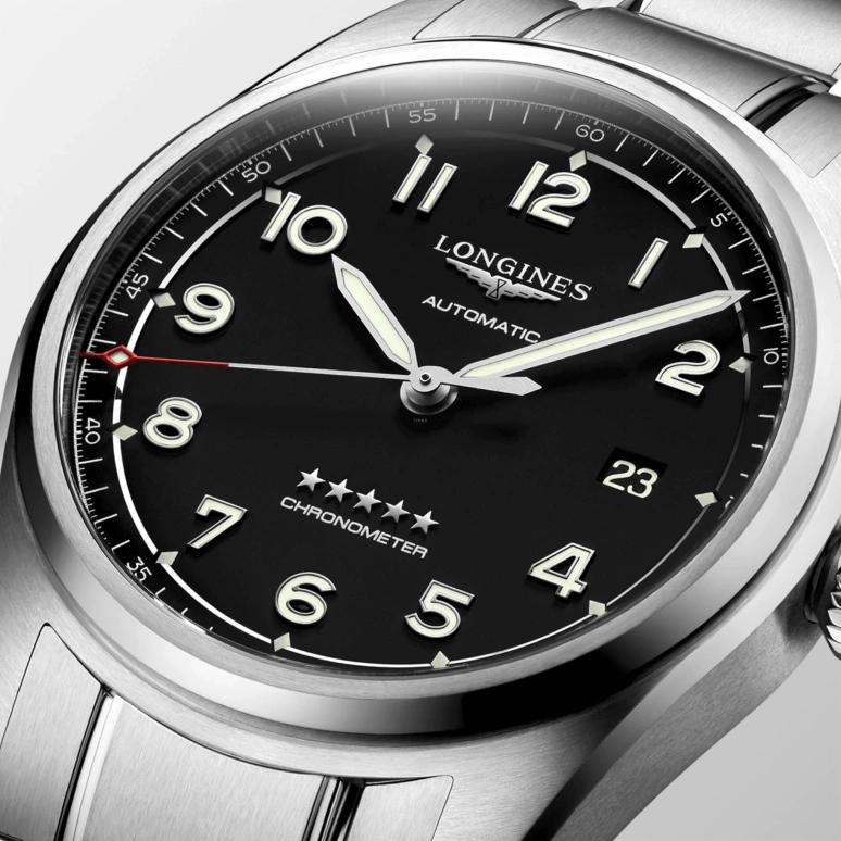 Longines,Spirit 40mm,40mm,Stainless Steel,Black,Automatic,Day,64hours,L3,L3.810.4.53.6