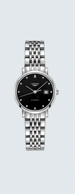 Longines,Elegant 29mm,29mm,Stainless Steel,Black,Automatic,Date,40hours,L4,L4.310.4.57.6