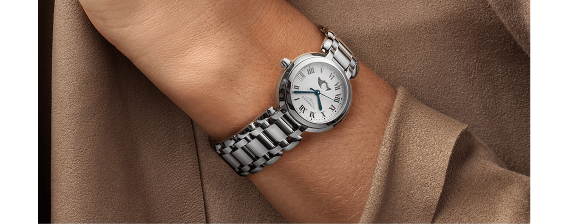 Longines,PrimaLuna 30.50mm,30.50mm,Stainless Steel,Silver,Quartz,Moonphase,Date,L8,L8.115.4.71.6