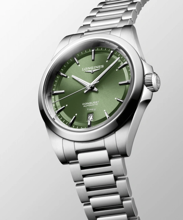 Longines,Conquest 38mm,38mm,Stainless Steel,Green,Automatic,Day,72hours,L3,L3.720.4.02.6