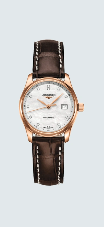 Longines,Master 29mm,29mm,Pink Gold,Pink,White,Automatic,Date,40hours,L2,L2.257.8.87.3