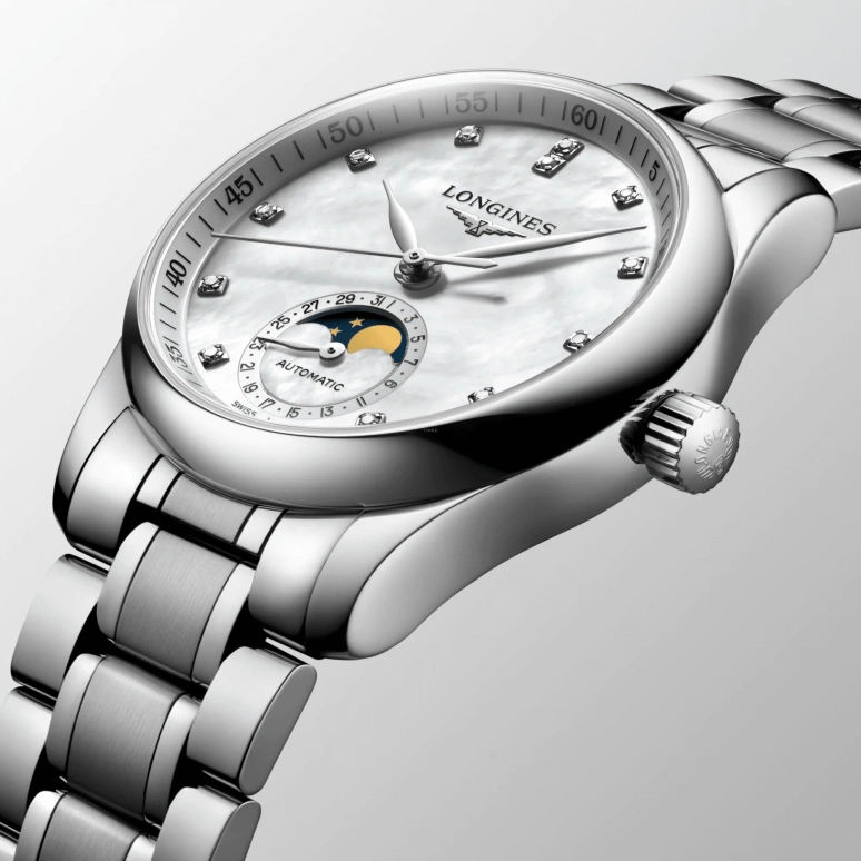 Longines,Master 34mm,34mm,Stainless Steel,White,Automatic,Moonphase,Date,L2,L2.409.4.87.6