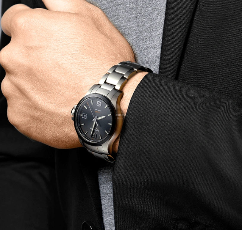 Longines,Conquest V.H.P. 41mm,41mm,Ceramic,Stainless Steel,Black,Quartz,Date,In-house Caliber,L3,L3.719.4.56.6