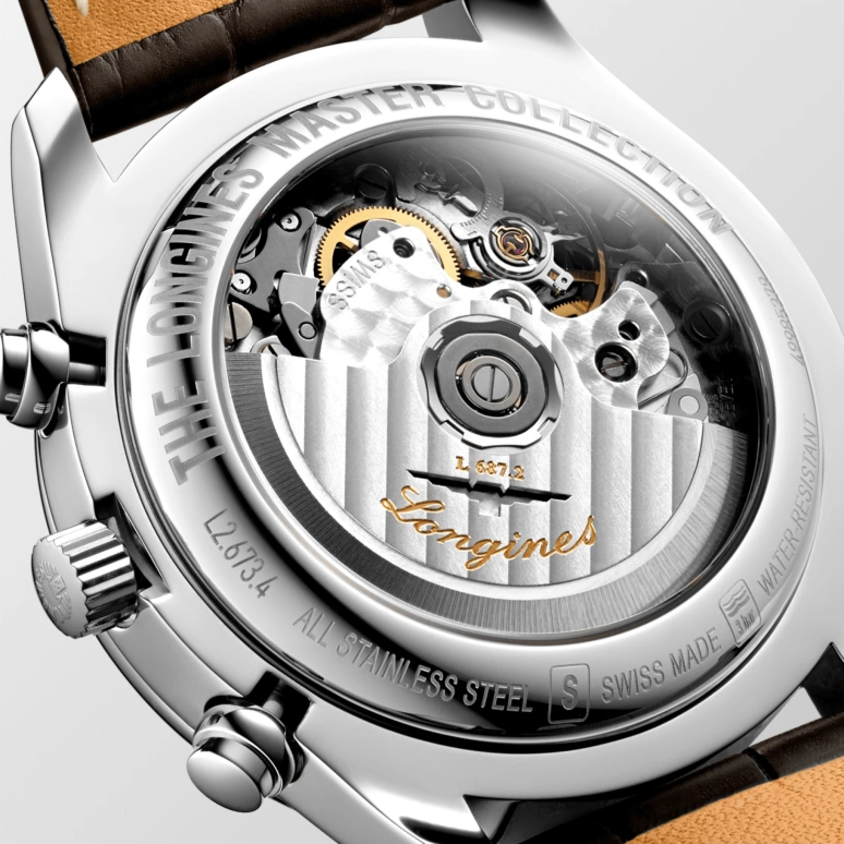 Longines,Master 40mm,40mm,Stainless Steel,Silver,Automatic,Chronograph,Moonphase,Month,Date,66hours,In-house Caliber,L2,L2.673.4.78.3