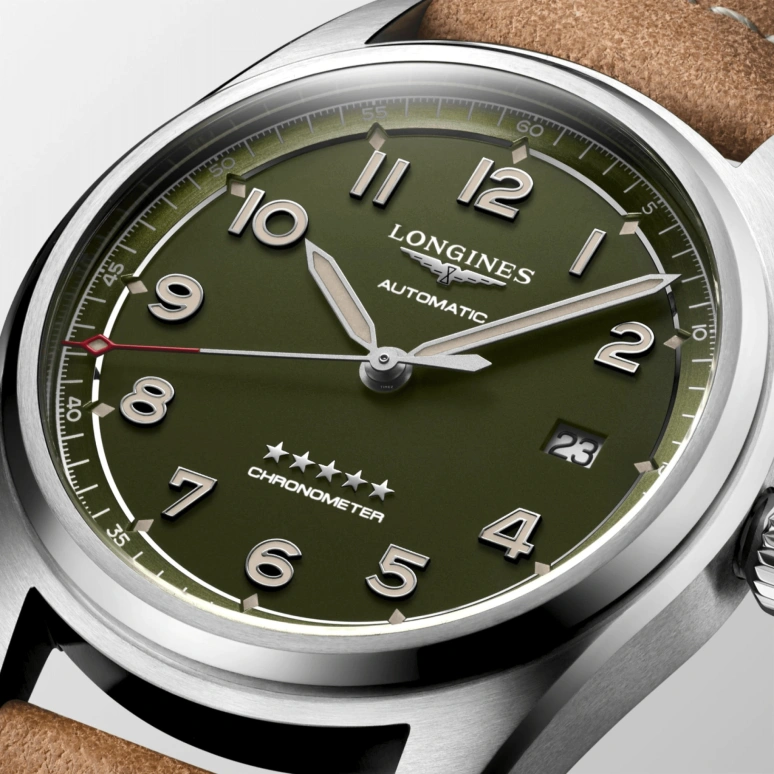 Longines,Spirit 40mm,40mm,Stainless Steel,Green,Automatic,Date,64hours,L3,L3.810.4.03.2