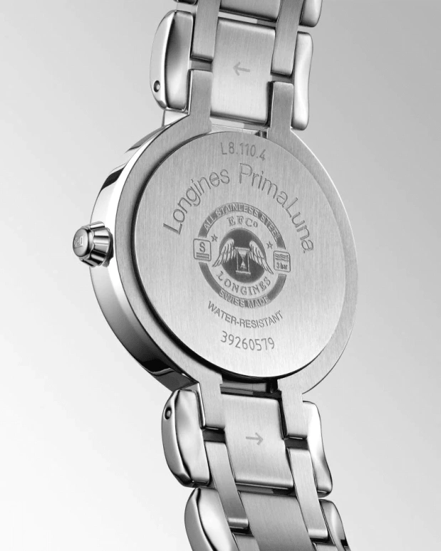 Longines,PrimaLuna 26.50mm,26.50mm,Stainless Steel,Blue,Quartz,Date,26280hours,L8,L8.110.4.98.6