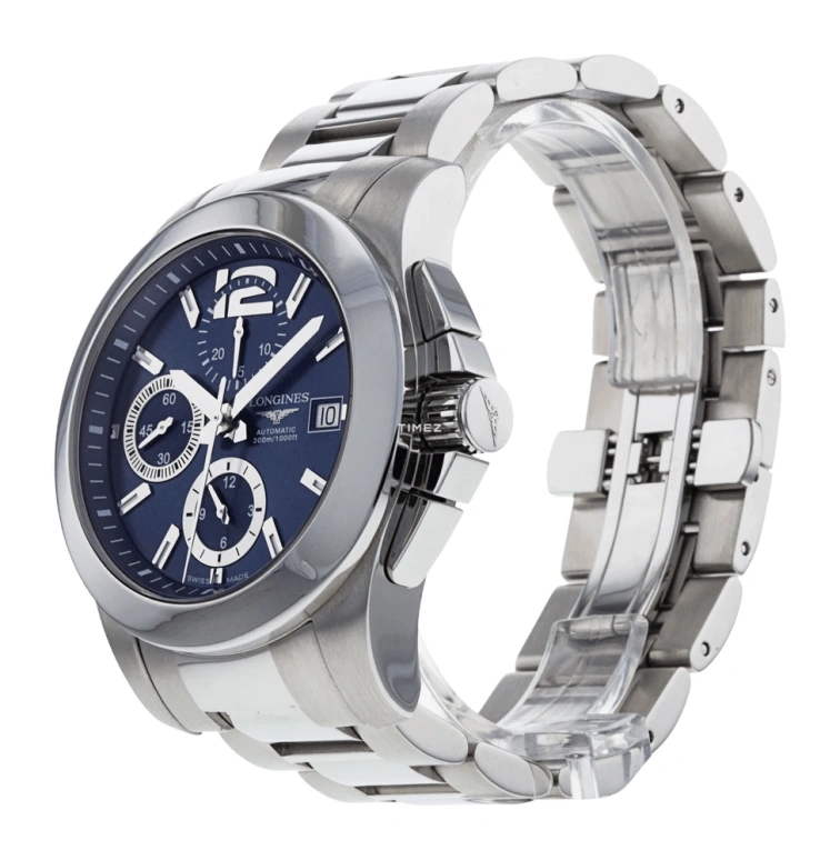 Longines,Conquest 41mm,41mm,Stainless Steel,Blue,Automatic,Chronograph,Day,L3,L3.662.4.96.6