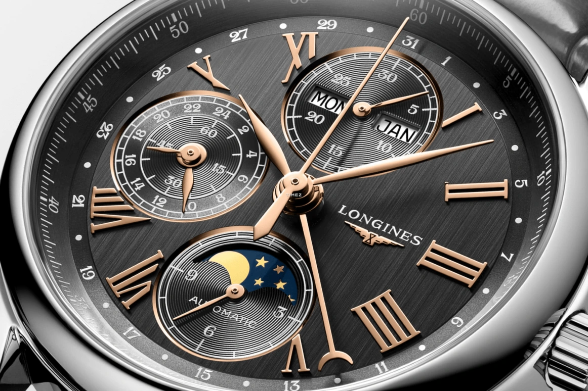 Longines,Master 40mm,40mm,Stainless Steel,Black,Smoky Coal,Automatic,Chronograph,Moonphase,Month,Date,54hours,In-house Caliber,L2,L2.673.4.61.2