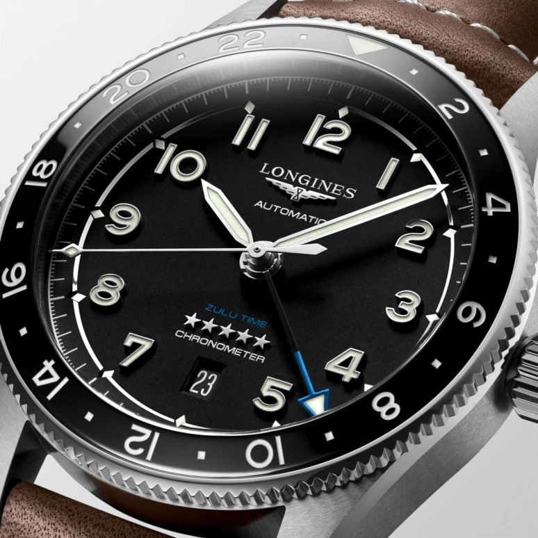 Longines,Spirit 42mm,42mm,Stainless Steel,Black,Automatic,Date,65hours,L3,L3.812.4.53.2
