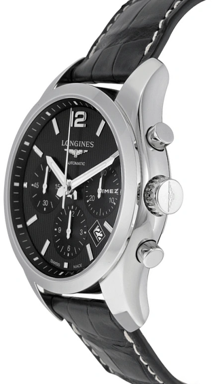 Longines,Conquest 41mm,41mm,Stainless Steel,Black,Automatic,Chronograph,Day,L2,L2.786.4.56.3