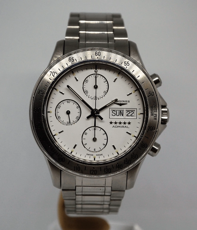 Longines,Other 40mm,40mm,Stainless Steel,White,Automatic,Chronograph,Date,Day,L3,L3.603.4.12.6