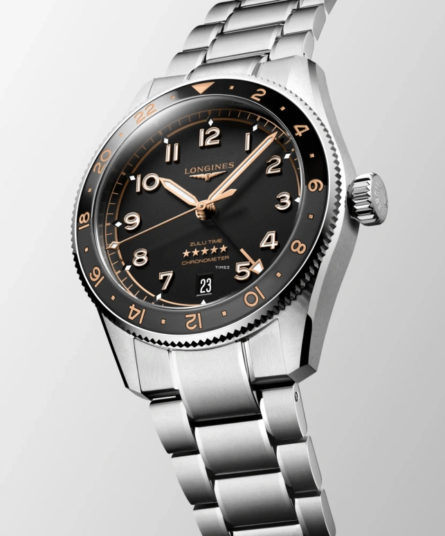 Longines,Spirit 39mm,39mm,Stainless Steel,Ceramic,Black,Automatic,Day,Dule Time,GMT,Anti-magnetic,65hours,In-house Caliber,L3,L3.802.4.50.6