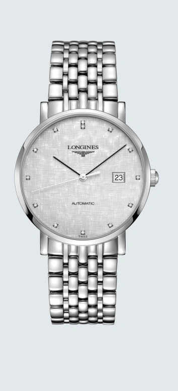 Longines,Elegant 39mm,39mm,Stainless Steel,Silver,Automatic,Day,72hours,L4,L4.910.4.77.6