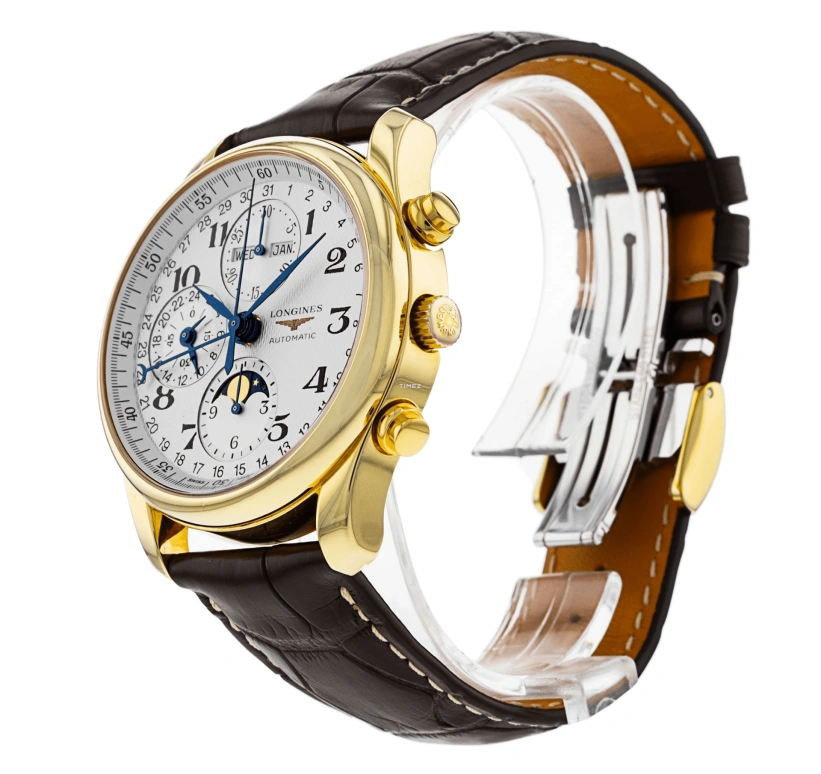 Longines,Master 40mm,40mm,Yellow Gold,Beige,Automatic,Chronograph,Moonphase,Month,Date,42hours,In-house Caliber,L2,L2.673.6.78.5