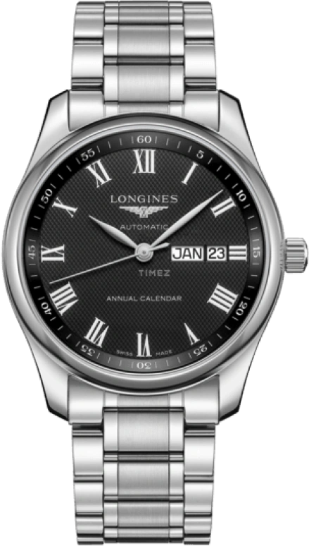 Longines,Master 40mm,40mm,Stainless Steel,Black,Automatic,Annual Calendar,Month,Date,L2,L2.910.4.51.6