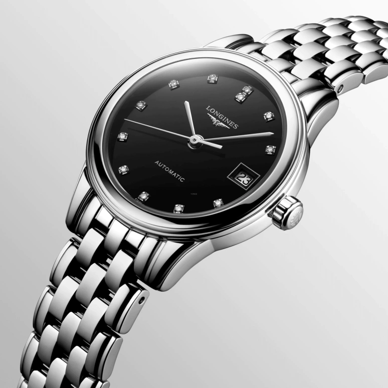 Longines,Flagship 26mm,26mm,Stainless Steel,Black,Automatic,Date,40hours,L4,L4.274.4.57.6