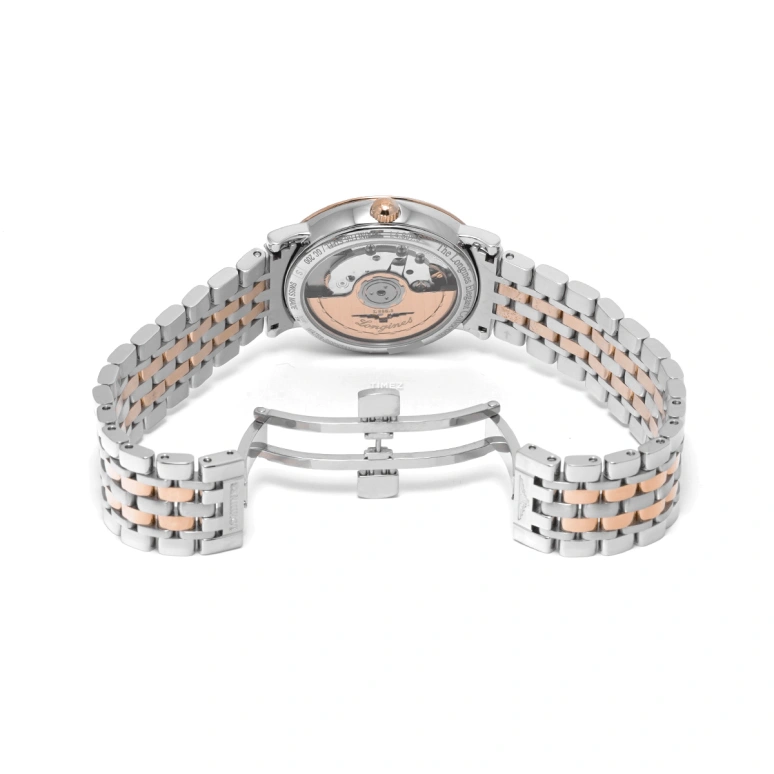 Longines,Elegant 34.50mm,34.50mm,Red Gold,Stainless Steel,Black,Automatic,Day,65hours,L4,L4.809.5.57.7