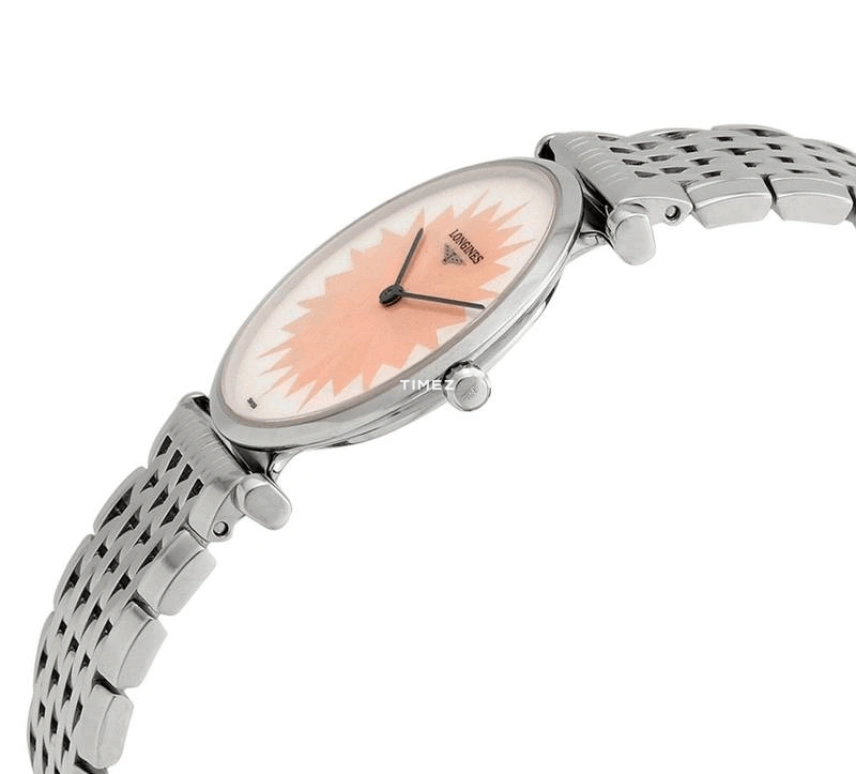 Longines,La Grande Classique 29mm,29mm,Stainless Steel,White,Pink Red,Quartz,In-house Caliber,Sapphire,Crystal Glass,L4,L4.512.4.04.6