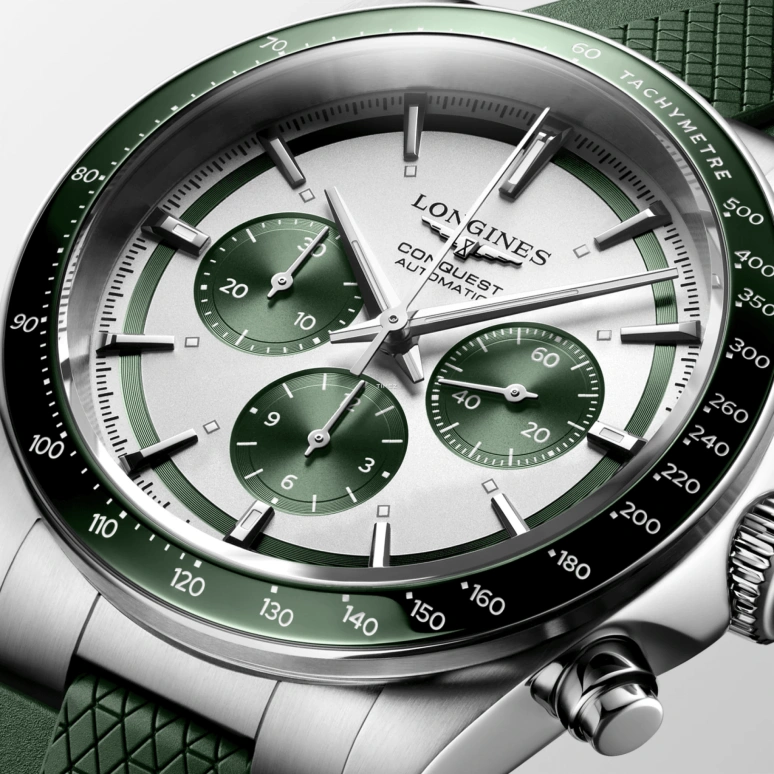 Longines,Sport 42mm,42mm,Stainless Steel,Green,Silver,Automatic,Chronograph,Anti-magnetic,L3,L3.835.4.02.9
