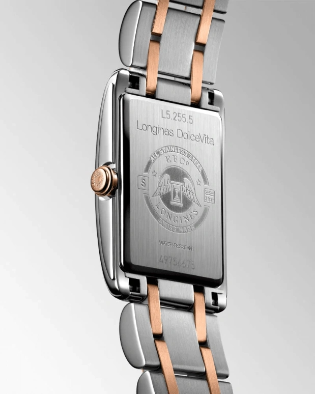 Longines,DolceVita 20.80mm,20.80mm,Pink Gold,Stainless Steel,White,Quartz,Day,26280hours,L5,L5.255.5.75.7