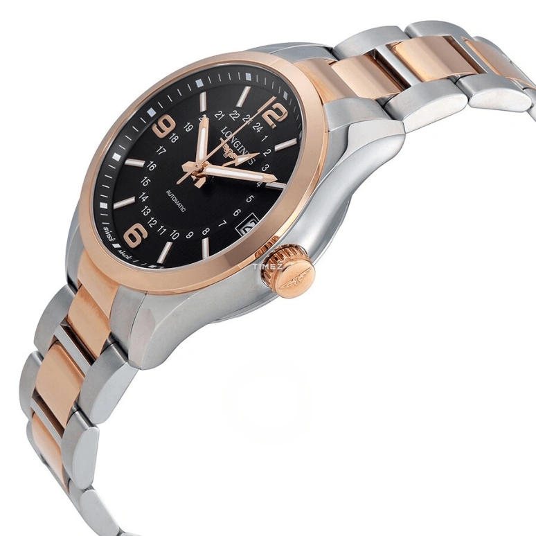 Longines,HydroConquest 42mm,42mm,Rose Gold,Stainless Steel,Black,Automatic,Day,Dule Time,GMT,L2,L2.799.5.56.7