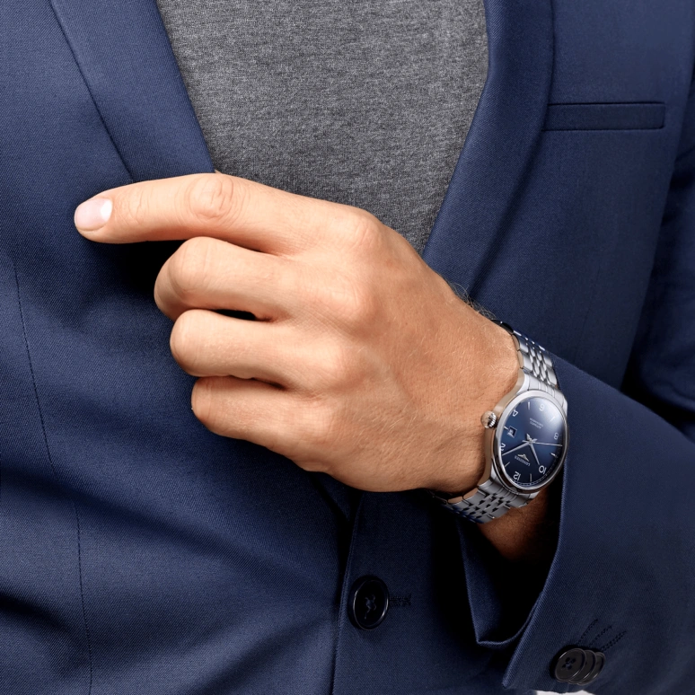 Longines,Record 40mm,40mm,Stainless Steel,Blue,Automatic,Date,64hours,L2,L2.821.4.96.6