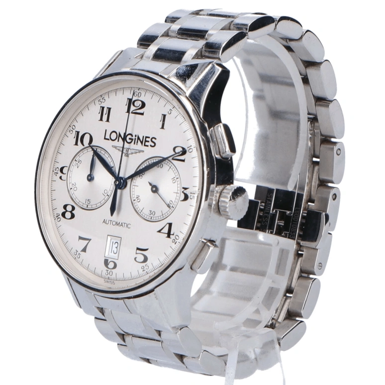 Longines,Master 40.10mm,40.10mm,Stainless Steel,White,Automatic,Chronograph,Day,L2,L2.650.4.73.7