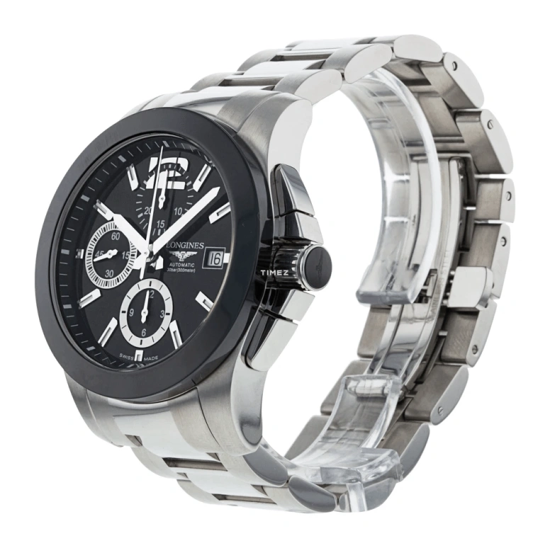 Longines,Conquest 41mm,41mm,Ceramic,Stainless Steel,Black,Automatic,Chronograph,Day,L3,L3.661.4.56.6