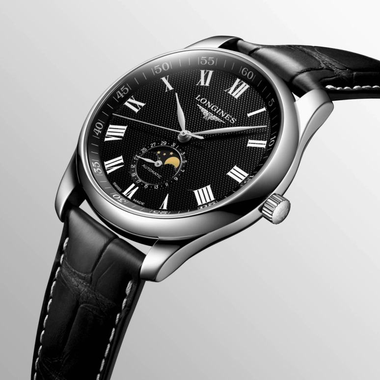 Longines,Master 42mm,42mm,Stainless Steel,Black,Automatic,Moonphase,Date,L2,L2.919.4.51.7