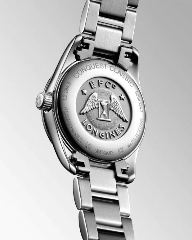 Longines,Conquest Classic 29.50mm,29.50mm,Stainless Steel,Silver,Quartz,Date,Jumping Minutes,L2,L2.286.0.72.6