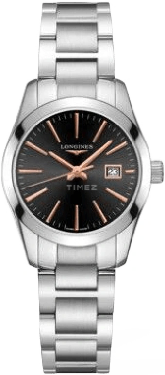 Longines,Conquest Classic 29.50mm,29.50mm,Stainless Steel,Black,Quartz,Date,Jumping Minutes,L2,L2.286.4.52.6