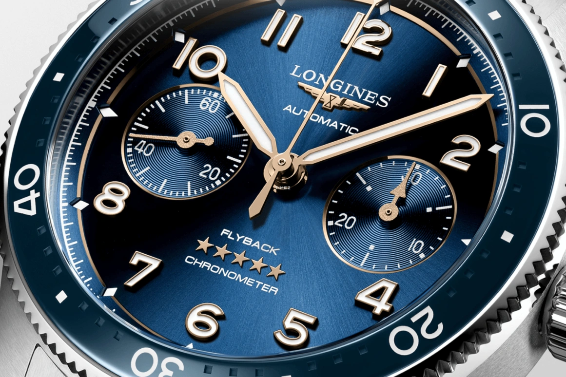 Longines,Spirit 42mm,42mm,Stainless Steel,Blue,Automatic,Chronograph,Flyback,L3,L3.821.4.93.6
