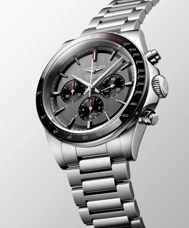 Longines,Conquest 42mm,42mm,Stainless Steel,Grey,Black,Automatic,Chronograph,Anti-magnetic,L3,L3.836.4.52.9