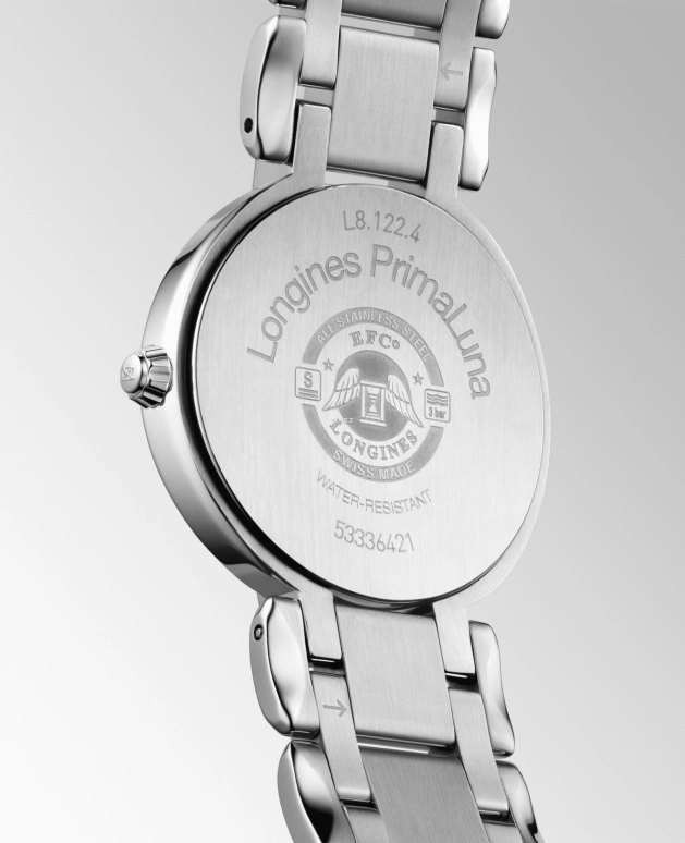 Longines,PrimaLuna 30mm,30mm,Stainless Steel,Ice Blue,Quartz,Day,26280hours,L8,L8.122.4.90.6