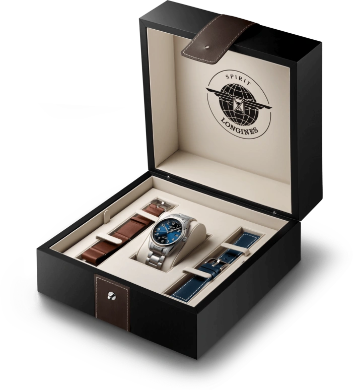 Longines,Spirit 42mm,42mm,Stainless Steel,Blue,Automatic,Date,64hours,L3,L3.811.4.93.9