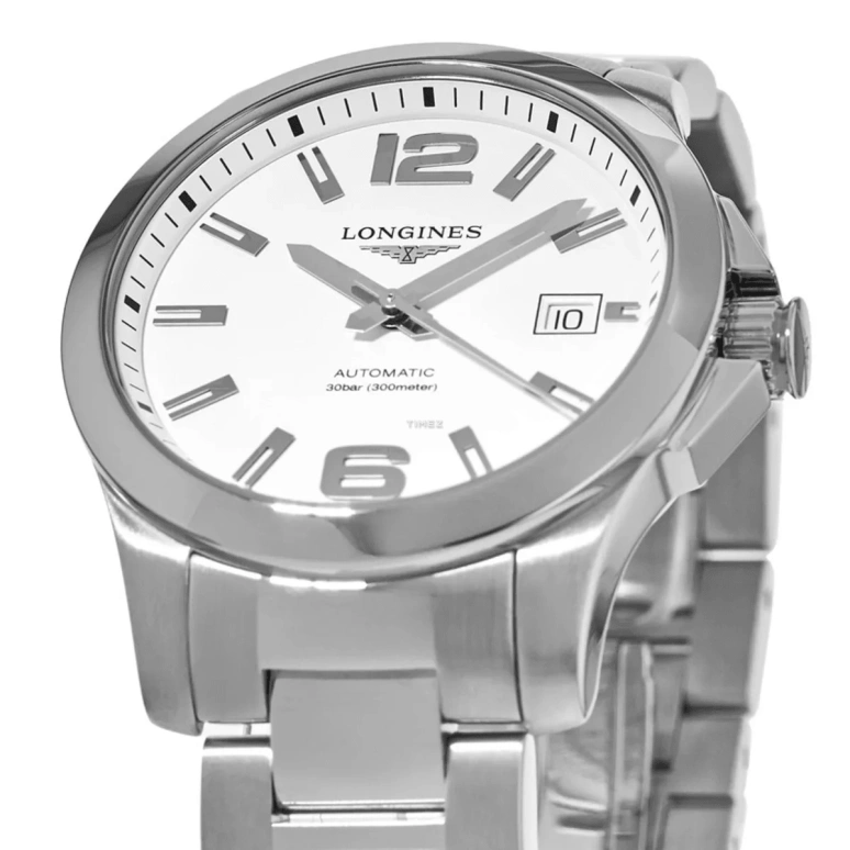 Longines,Conquest 39mm,39mm,Stainless Steel,White,Automatic,Day,72hours,L3,L3.776.4.16.6